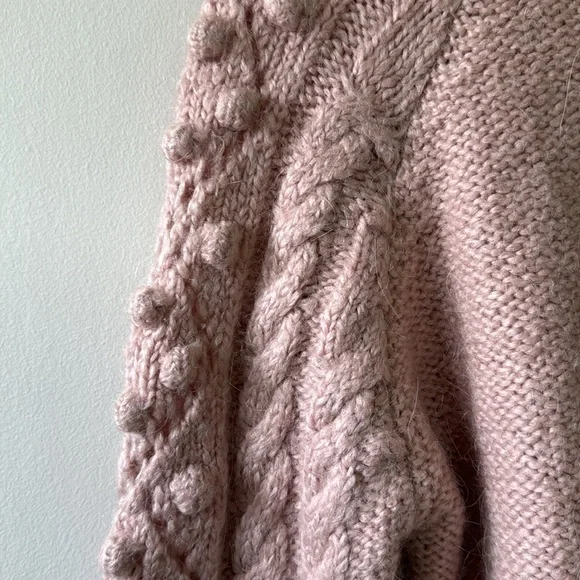 Zara Jewel Button Knit Cardigan Blush Pink Knit Sweater Size Small Loose Fit - Picture 9 of 16